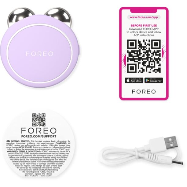 Preţ FOREO BEAR™ 2 go dispozitiv de tonifiere cu microcurenți faciale Lavender 1 buc