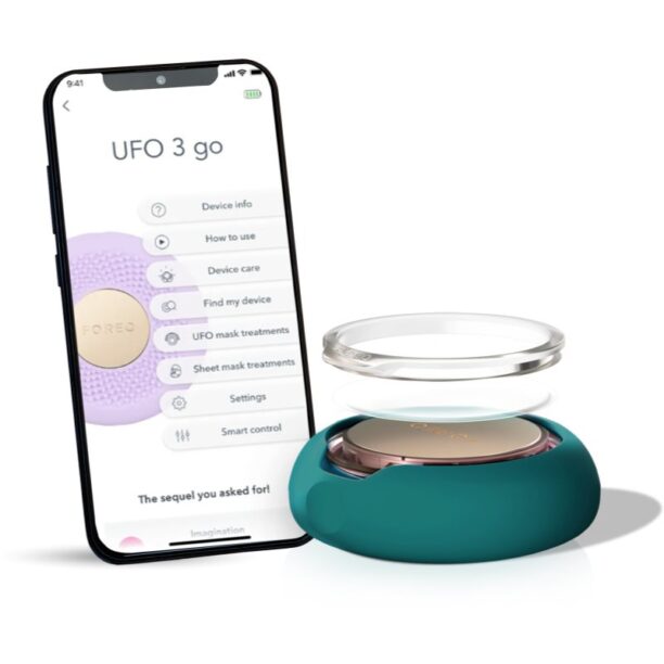 Preţ FOREO UFO™ 3 Go aparat sonic pentru accelerarea efectului măștilor de ten Evergreen 1 buc