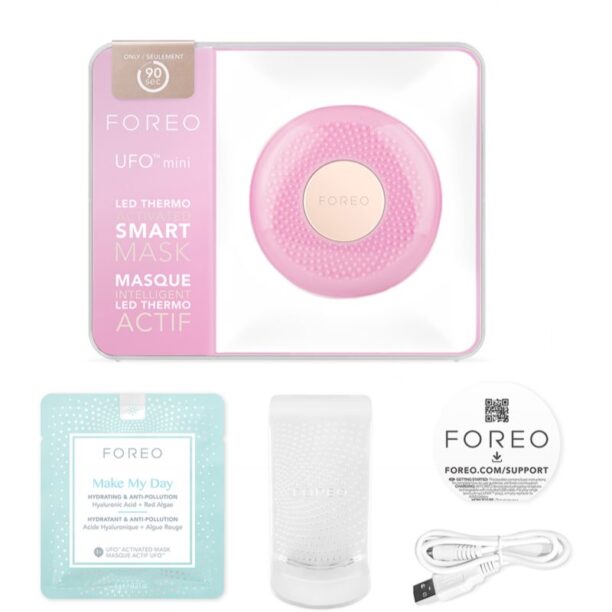 Preţ FOREO UFO™ Mini aparat sonic pentru accelerarea efectului măștilor de ten pachet pentru calatorie Pearl Pink 1 buc