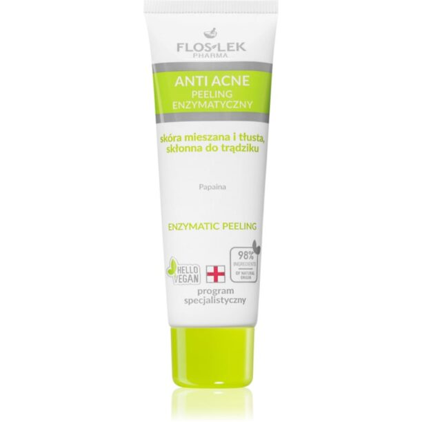 FlosLek Laboratorium Anti Acne peeling enzimatic pentru ten gras și mixt 50 ml