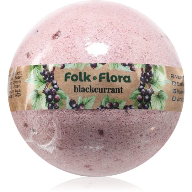 Folk & Flora Blackcurrant bombă de baie cu efect revigorant 130 g