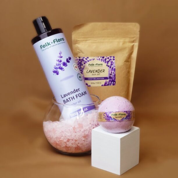 Cumpăra Folk & Flora Lavender bombă de baie cu efect calmant 130 g