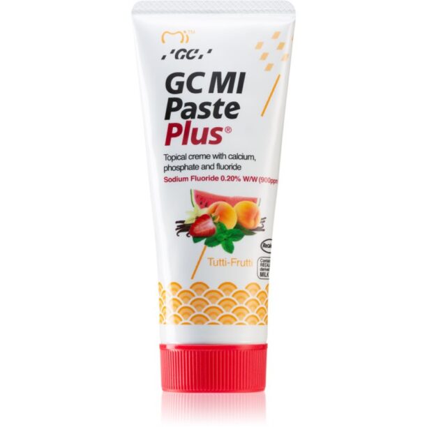 GC MI Paste Plus Crema protectoare de remineralizare pentru dinți sensibili cu flor aroma Tutti Frutti 35 ml