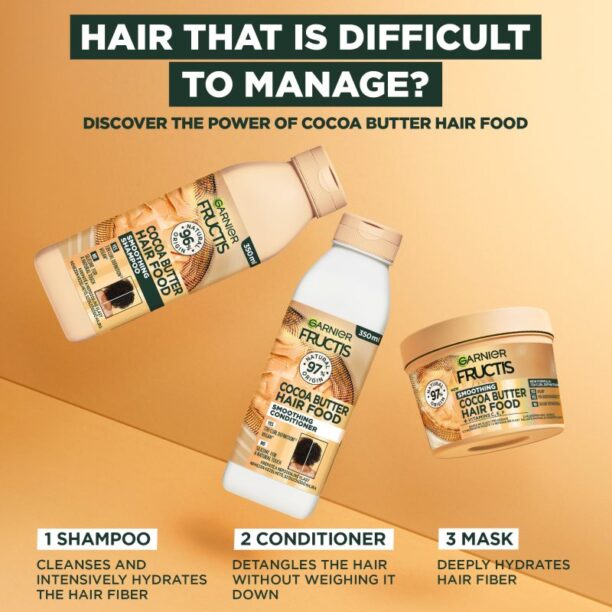 Original Garnier Fructis Cocoa Butter Hair Food masca de par hranitoare cu unt de cacao 390 ml