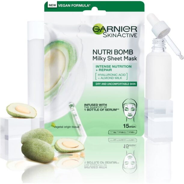 Original Garnier Skin Naturals Nutri Bomb mască textilă nutritivă pentru tenul uscat 32 g