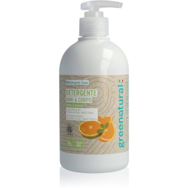 Greenatural Liquid Soap săpun lichid pentru maini si corp Mint and Orange 500 ml