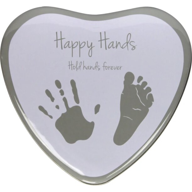 Happy Hands 2D Heart Silver/White set de mulaj pentru amprentele bebelușului 3 x 15 x 16