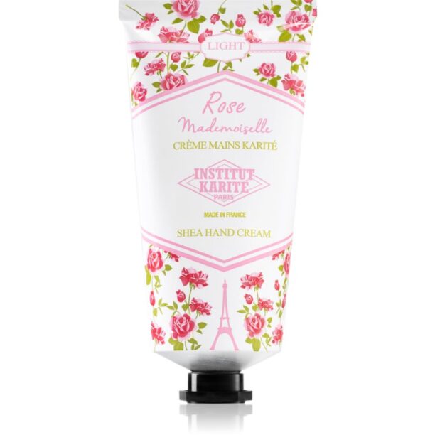 Institut Karité Paris Rose Mademoiselle Shea Hand Cream crema cu textura usoara de maini cu unt de shea tube + box 75 ml