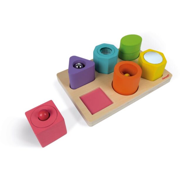 Original Janod Wood Shapes and Sound jucărie interactivă cu piese care se pot insera 12 m+ 6 buc