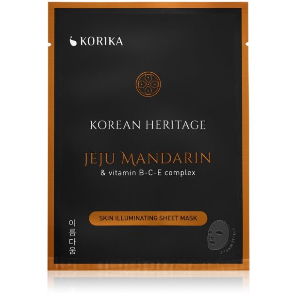 KORIKA Korean Heritage Jeju Mandaring & Vitamin B-C-E Complex Skin Illuminating Sheet Mask mască textilă iluminatoare 25 g preţ