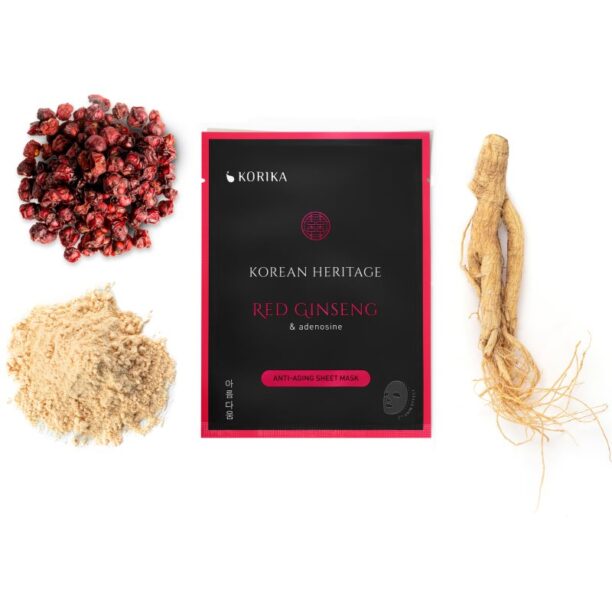 Preţ KORIKA Korean Heritage Red Ginseng & Adenosine Anti-aging Sheet Mask set de măști de față la un preț mai avantajos anti-imbatranire si de fermitate a