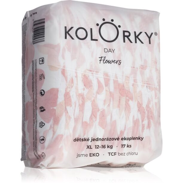 Kolorky Day Flowers scutece ECO de unică folosință marimea XL 12-16 Kg 17 buc preţ