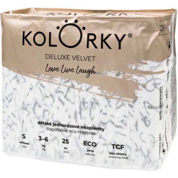 Kolorky Deluxe Velvet Love Live Laugh scutece ECO de unică folosință marimea S 3-6 Kg 25 buc preţ