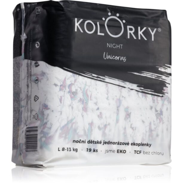 Kolorky Night Unicorn scutece ECO de unică folosință pentru ingrijire de noapte si protectie marimea L 8-13 Kg 19 buc preţ