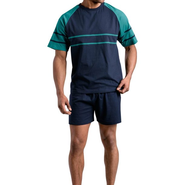 LE JOGGER Pijama scurtă  albastru marin / verde petrol preţ