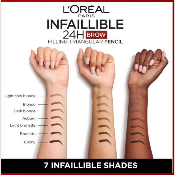 Original L’Oréal Paris Infaillible 24h Filling Triangular Pencil creion sprâncene precise rezistent la apa culoare 06 Dark Blonde 1 ml