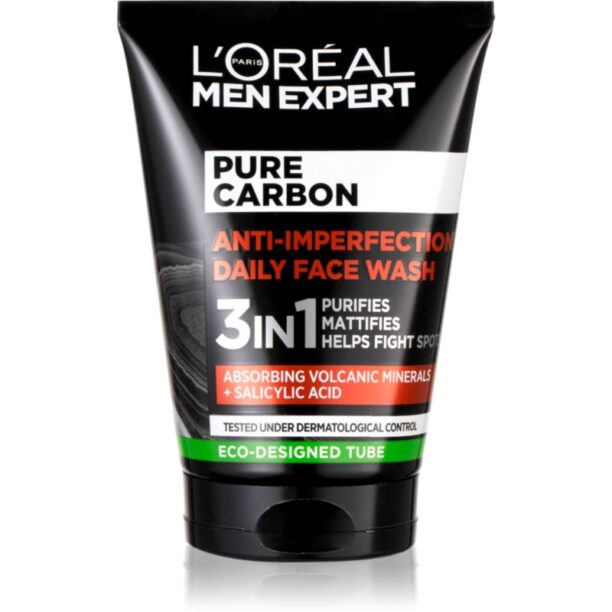 L’Oréal Paris Men Expert Pure Carbon gel de curatare 3 in 1 impotriva imperfectiunilor pielii 100 preţ