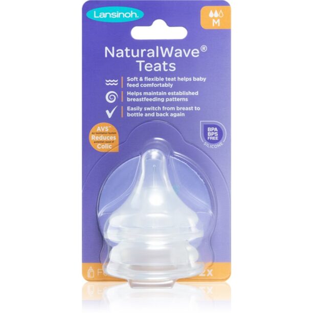 Lansinoh NaturalWave tetină pentru biberon Medium 2 buc