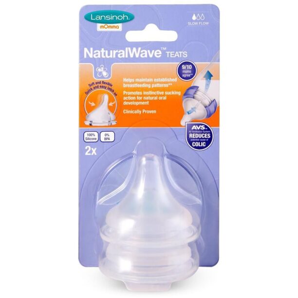 Lansinoh NaturalWave tetină pentru biberon Slow 2 buc