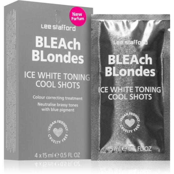 Cumpăra Lee Stafford Bleach Blondes Ice White tratament intensiv pentru părul blond şi gri 4x15 ml