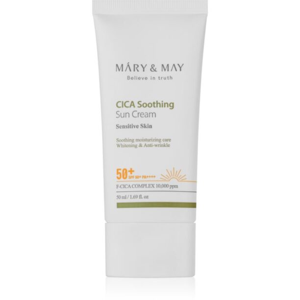 MARY & MAY Cica Soothing Crema protectiva si calmanta SPF 50+ 50 ml