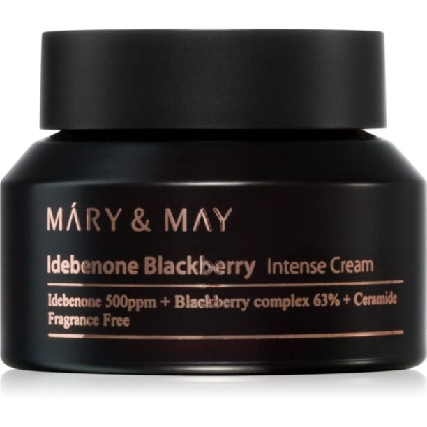 MARY & MAY Idebenone + Blackberry Complex Intensive Total Care Cream crema hidratanta cu efect iluminator cu efect antirid 70 g