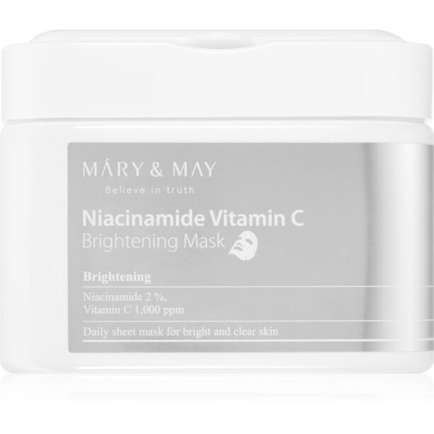 MARY & MAY Niacinamide Vitamin C Brightening Mask set de măști textile pentru o piele mai luminoasa 30 buc