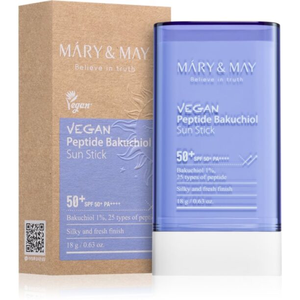 Cumpăra MARY & MAY Peptide Bakuchiol Sun Stick baton cu protectie solara cu efect antirid SPF 50+ 18 g