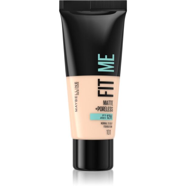 MAYBELLINE NEW YORK Fit Me! Matte+Poreless machiaj mat pentru piele normală și grasă culoare 101 True Ivory 30 ml preţ