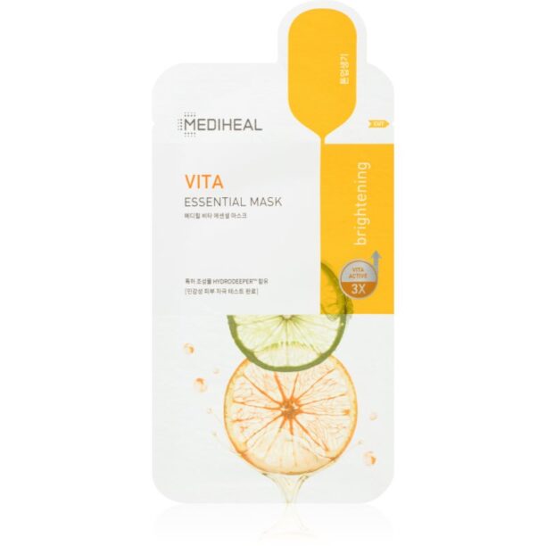 MEDIHEAL Essential Mask Vita mască textilă iluminatoare cu complex de multivitamine 24 ml