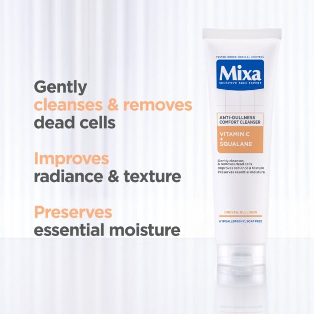 Original MIXA Anti-Dullness Comfort Cleanserm gel de curatare facial cu vitamina C 150 ml