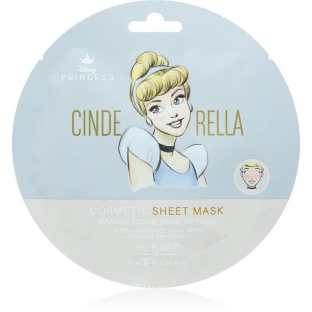 Mad Beauty Disney Princess Cinderella mască textilă calmantă cu esente de lavanda 25 ml