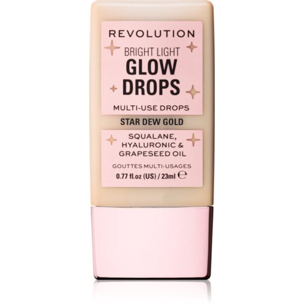 Makeup Revolution Bright Light Glow Drops iluminator lichid culoare Golden Star Dew 23 ml preţ