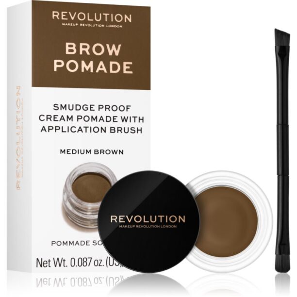 Makeup Revolution Brow Pomade pomadă pentru sprâncene culoare Medium Brown 2.5 g