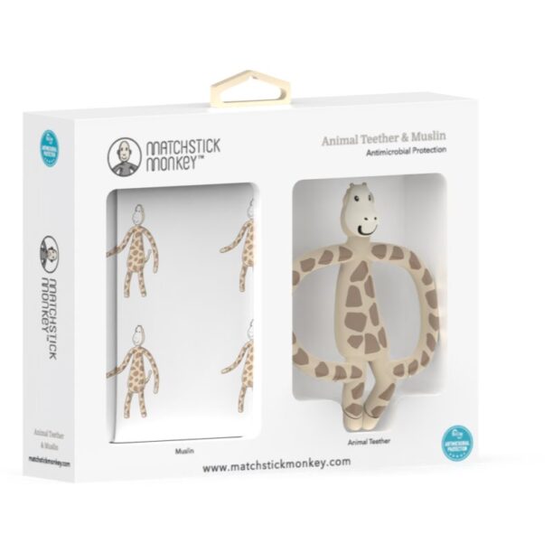 Matchstick Monkey Animal Teether & Muslin Giraffe set cadou pentru copii preţ