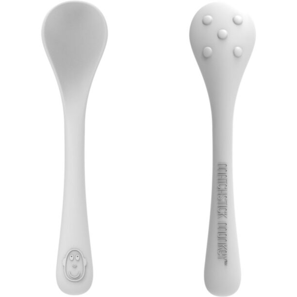 Matchstick Monkey Feeding Spoons linguriță pentru copii Cool Grey 2 buc preţ