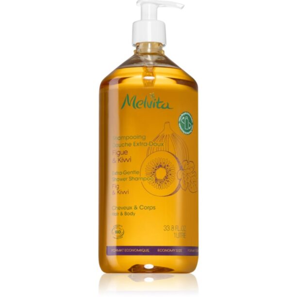 Melvita Extra-Gentle Shower Shampoo sampon gel dus de par si de corp Fig & Kiwi 1000 ml