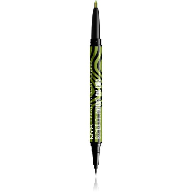 NYX Professional Makeup Beetlejuice Pinstripe Duo Liner tus de ochi 2 in 1 culoare 03 Green Chrome 0