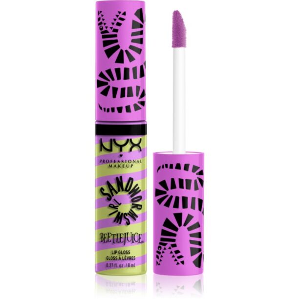 NYX Professional Makeup Beetlejuice Sandworm Swirl luciu de buze stralucitor culoare 02 Purple 8 ml preţ