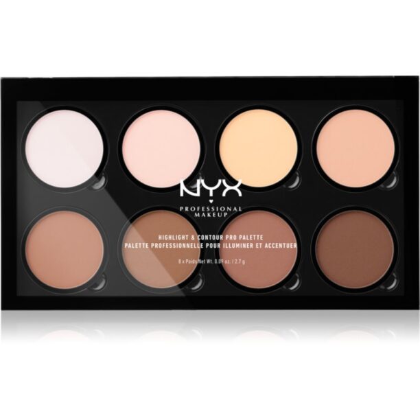 NYX Professional Makeup Highlight & Contour PRO Patela pentru conturul fetei 8x2