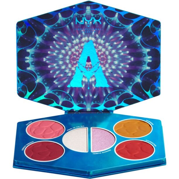 NYX Professional Makeup Limited Edition Avatar Pandoran Paradise Palette paletă cu iluminatoare și farduri de obraz 6x3