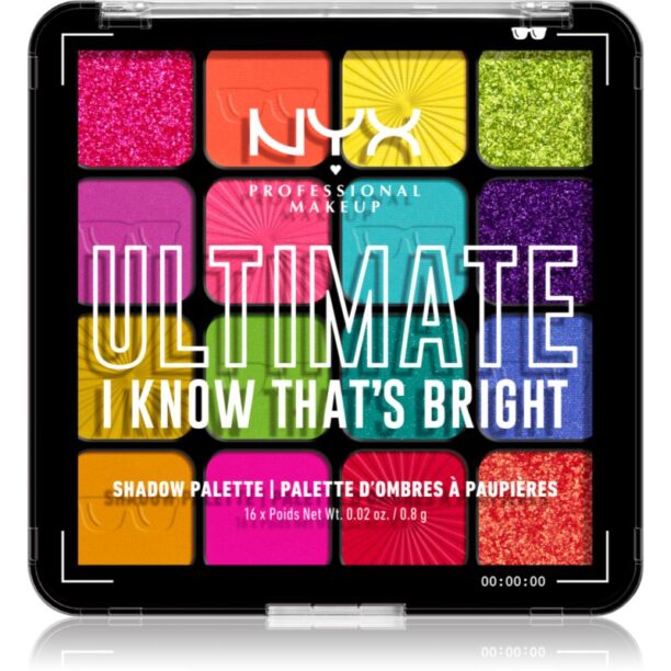 NYX Professional Makeup Ultimate Shadow Palette fard ochi culoare I Know That's Bright 16 buc