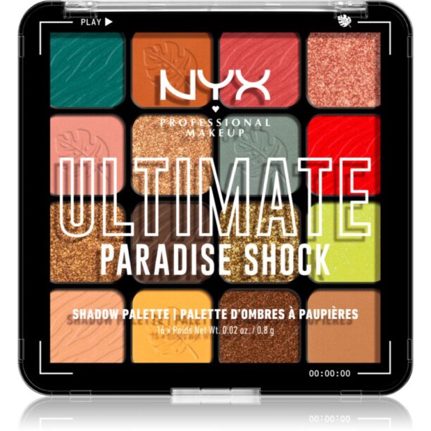 NYX Professional Makeup Ultimate Shadow Palette fard ochi culoare Paradise Shock 16 buc preţ