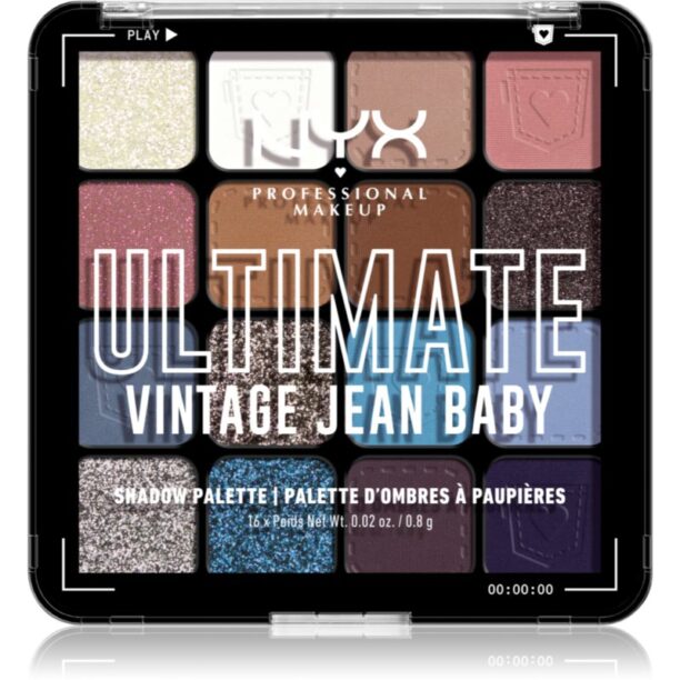 NYX Professional Makeup Ultimate Shadow Palette fard ochi culoare Vintage Jean Baby 16 buc preţ