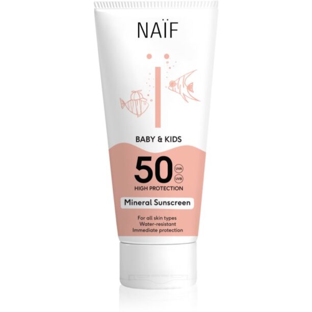 Naif Baby & Kids Mineral Sunscreen SPF 50 crema pentru protectie solara pentru bebeluși și copii mici SPF 50 100 ml preţ