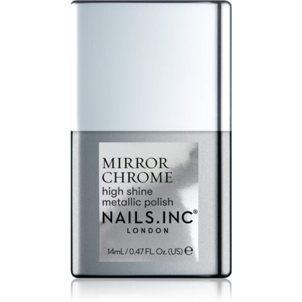 Nails Inc. Mirror Chrome lac de unghii lucios culoare Silver Served 14 ml