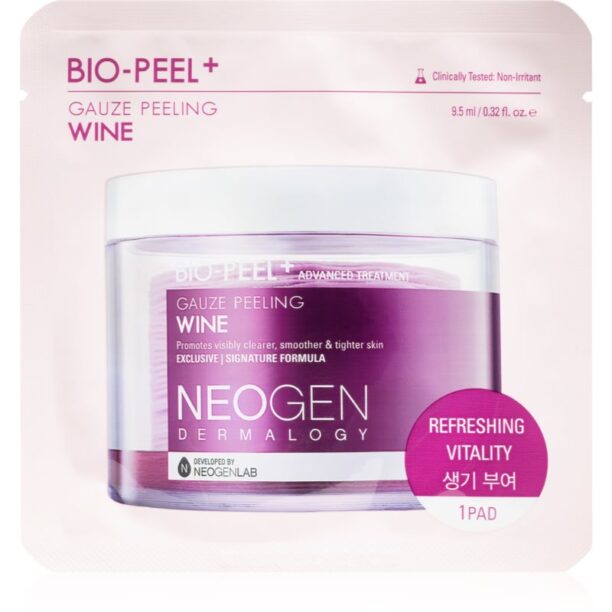 Neogen Dermalogy Bio-Peel+ Gauze Peeling Wine discuri pentru indepartarea impuritatilor pentru netezirea pielii si inchiderea porilor 8 buc