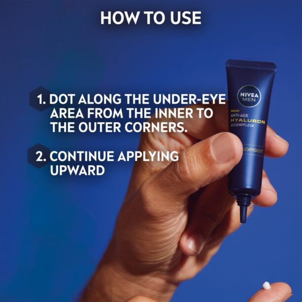 Original Nivea Men Hyaluron crema pentru ochi impotriva cutelor si al sacilor pentru barbati 15 ml