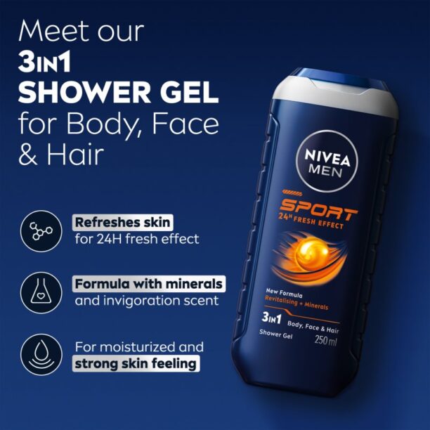 Cumpăra Nivea Men Sport gel de duș cu minerale pentru bărbați 250 ml