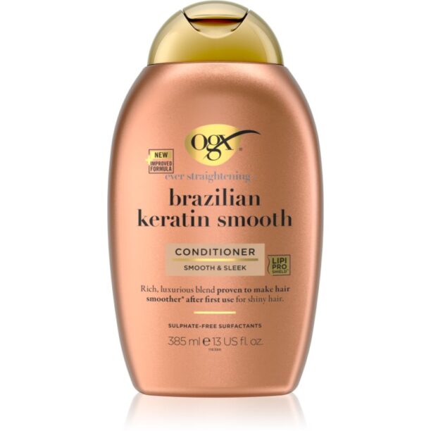 OGX Brazilian Keratin Smooth balsam cu efect de netezire pentru un par stralucitor si catifelat 385 ml